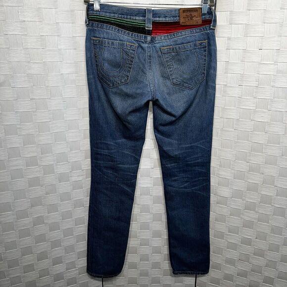 True Religion Womens Y2k Vintage Brianna Patchwork Aztec Button Fly Jean Size 26 - Picture 3 of 13